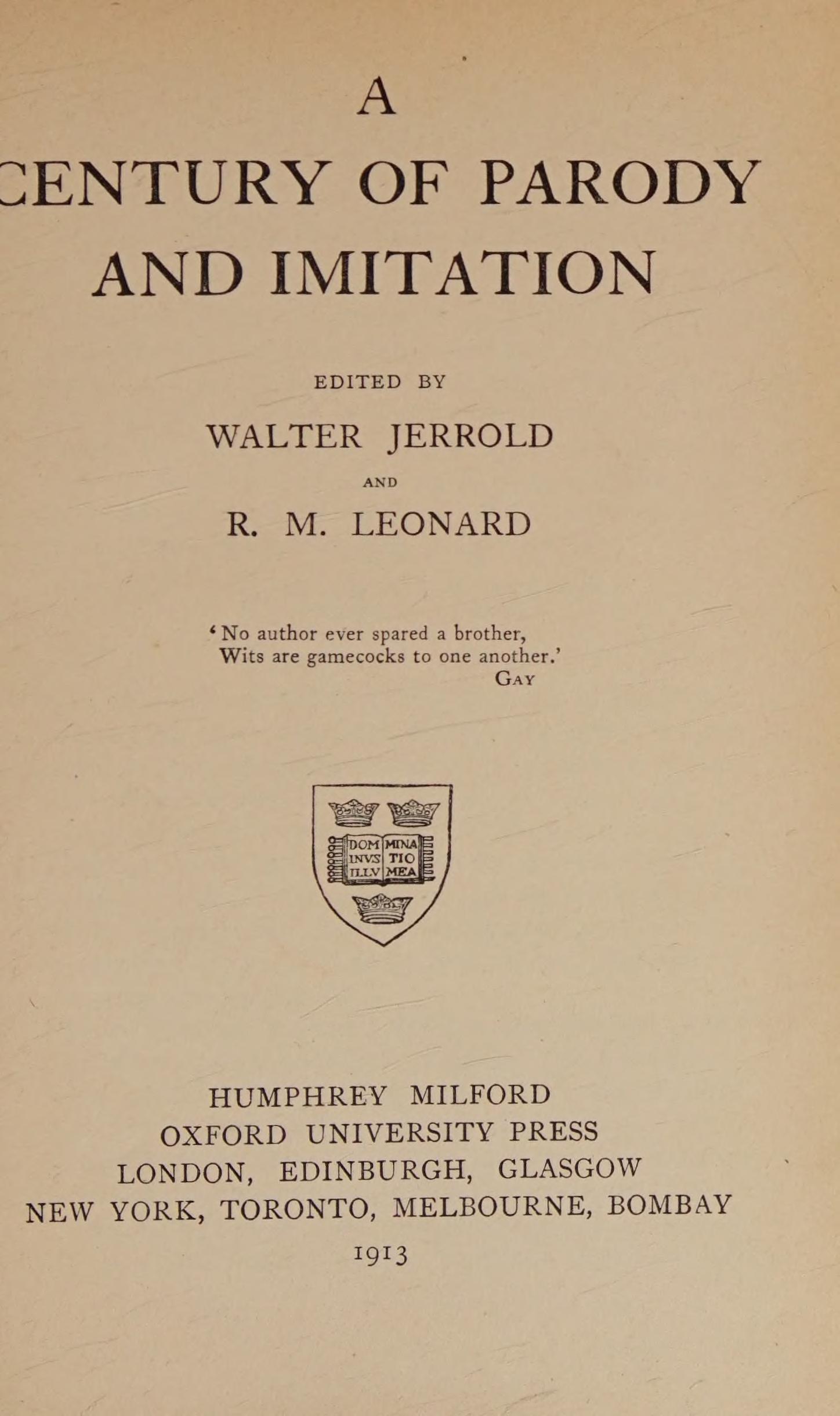 جلد کتاب A Century of Parody and Imitation