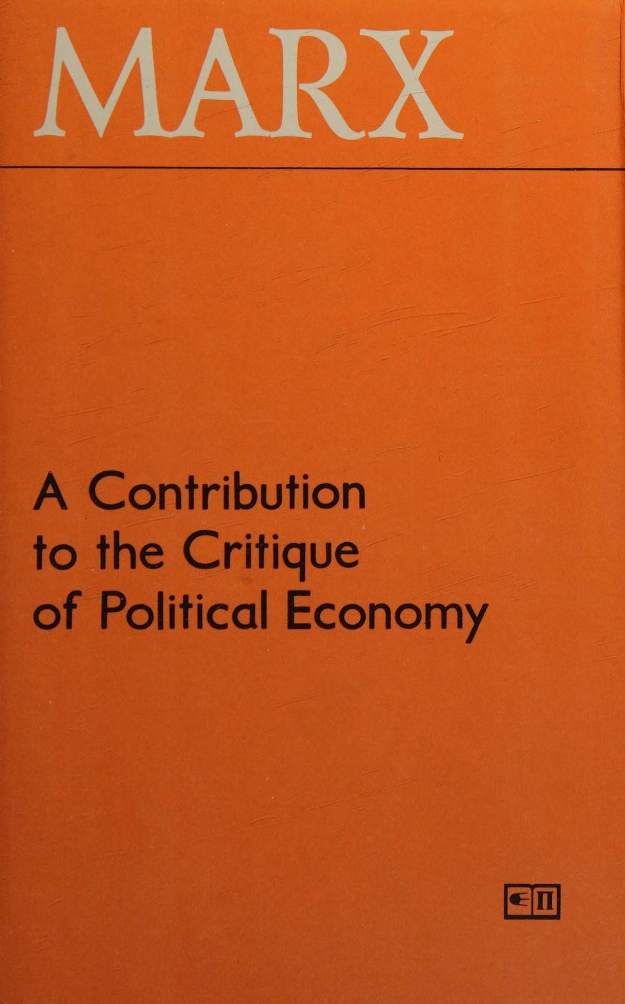 جلد کتاب A Contribution to the Critique of Political Economy