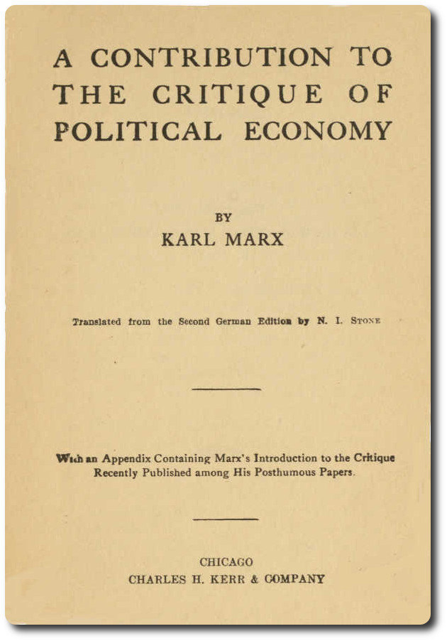 جلد کتاب A Contribution to the Critique of Political Economy