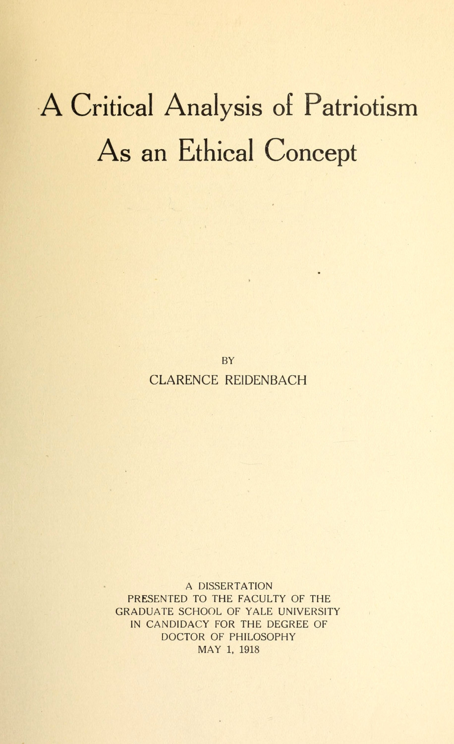 جلد کتاب A Critical Analysis of Patriotism As an Ethical Concept