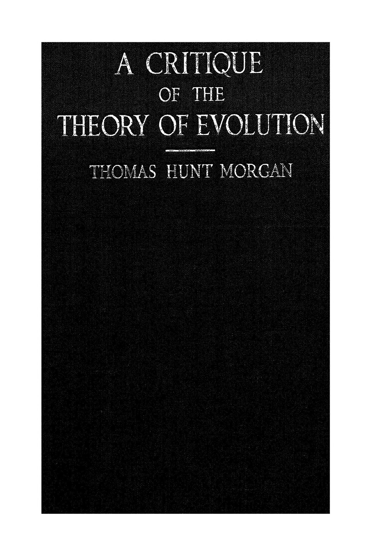 جلد کتاب A Critique of the Theory of Evolution