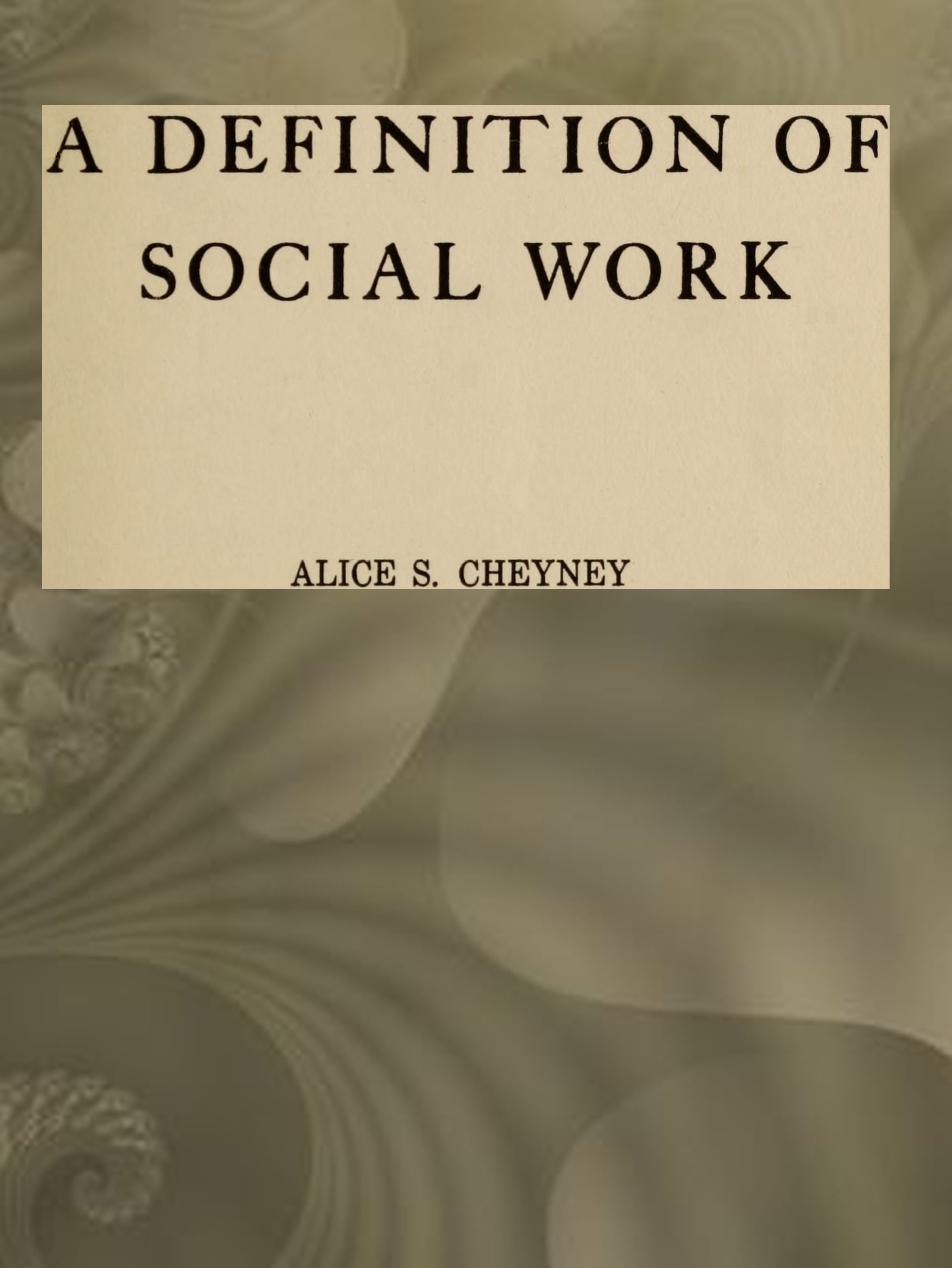 جلد کتاب A Definition of Social Work