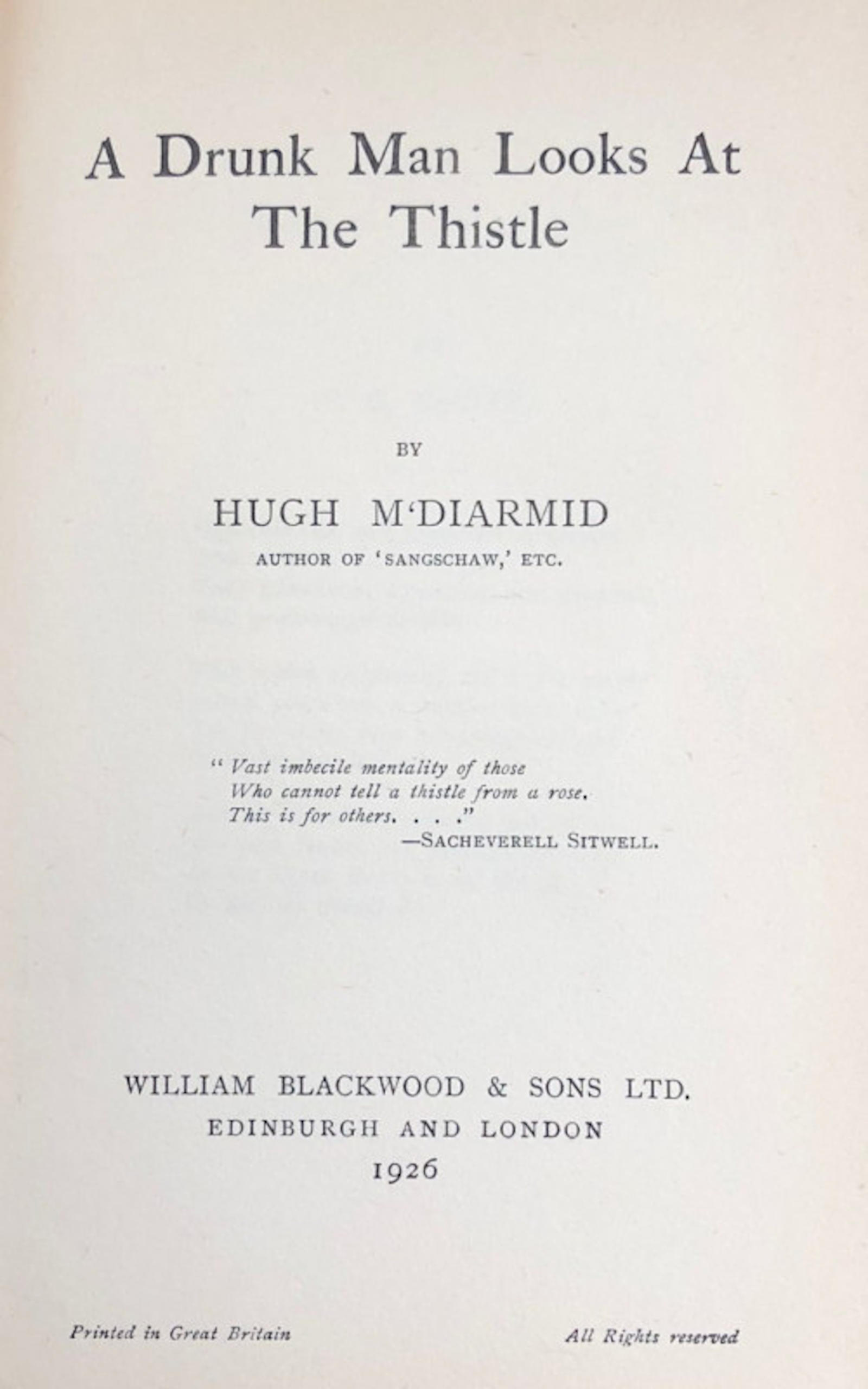 جلد کتاب A Drunk Man Looks at the Thistle