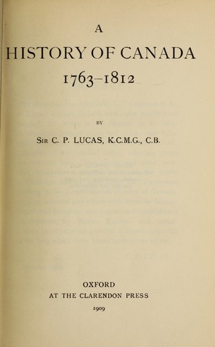 جلد کتاب A history of Canada, 1763-1812