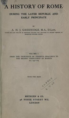 جلد کتاب A History of Rome During the Later Republic and Early Principate