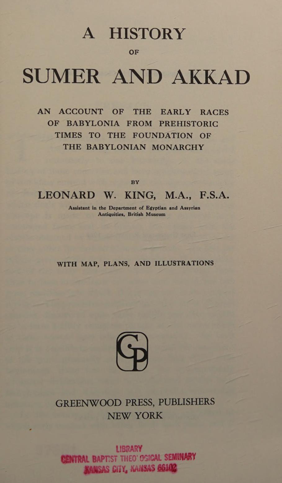جلد کتاب A History of Sumer and Akkad