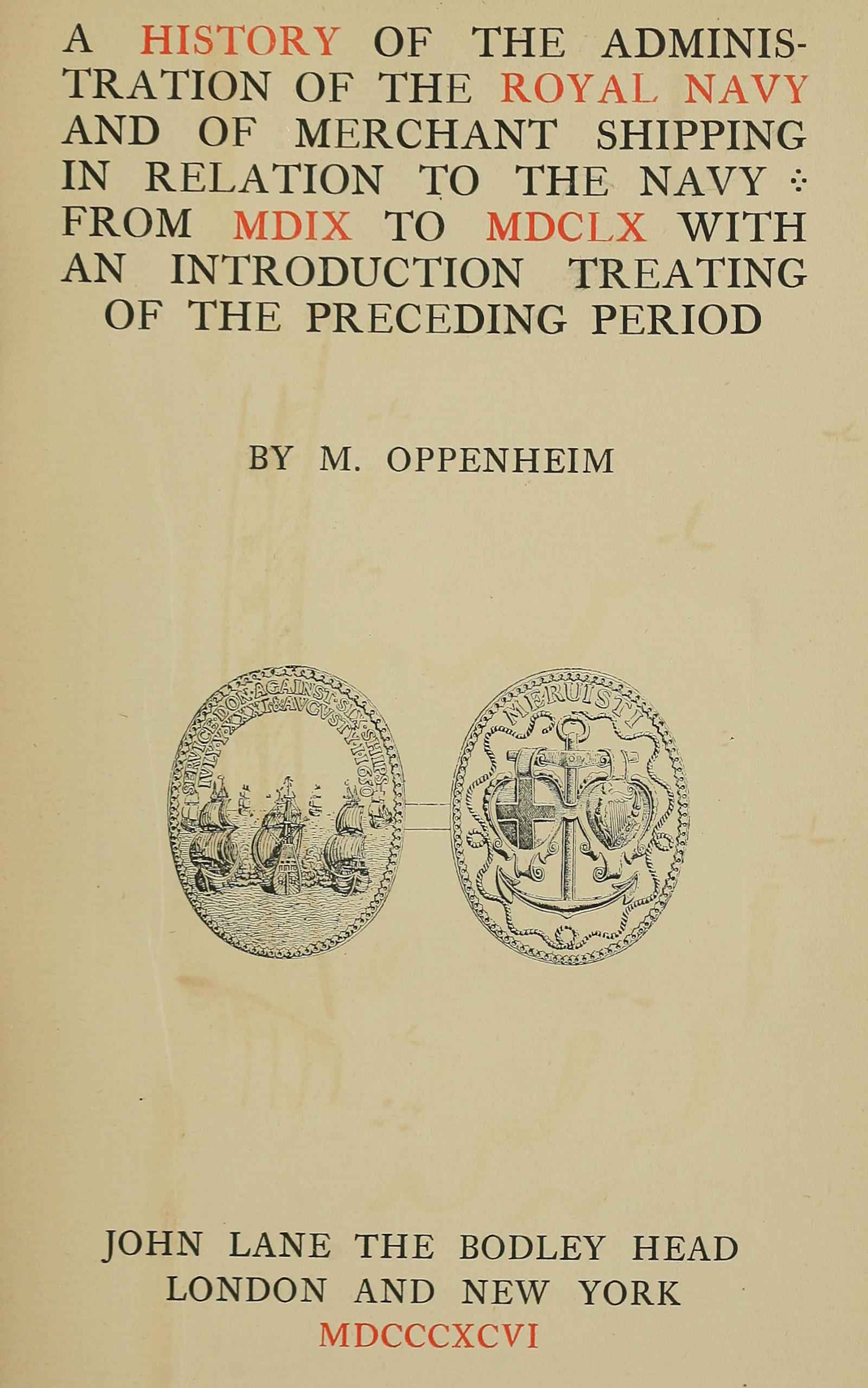 جلد کتاب A History of the Administration of the Royal Navy