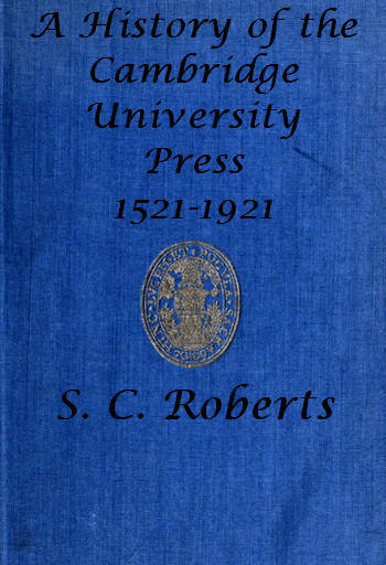 جلد کتاب A History of the Cambridge University Press, 1521-1921