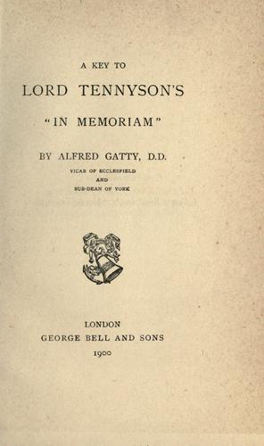 جلد کتاب A Key to Lord Tennyson's 'In Memoriam'