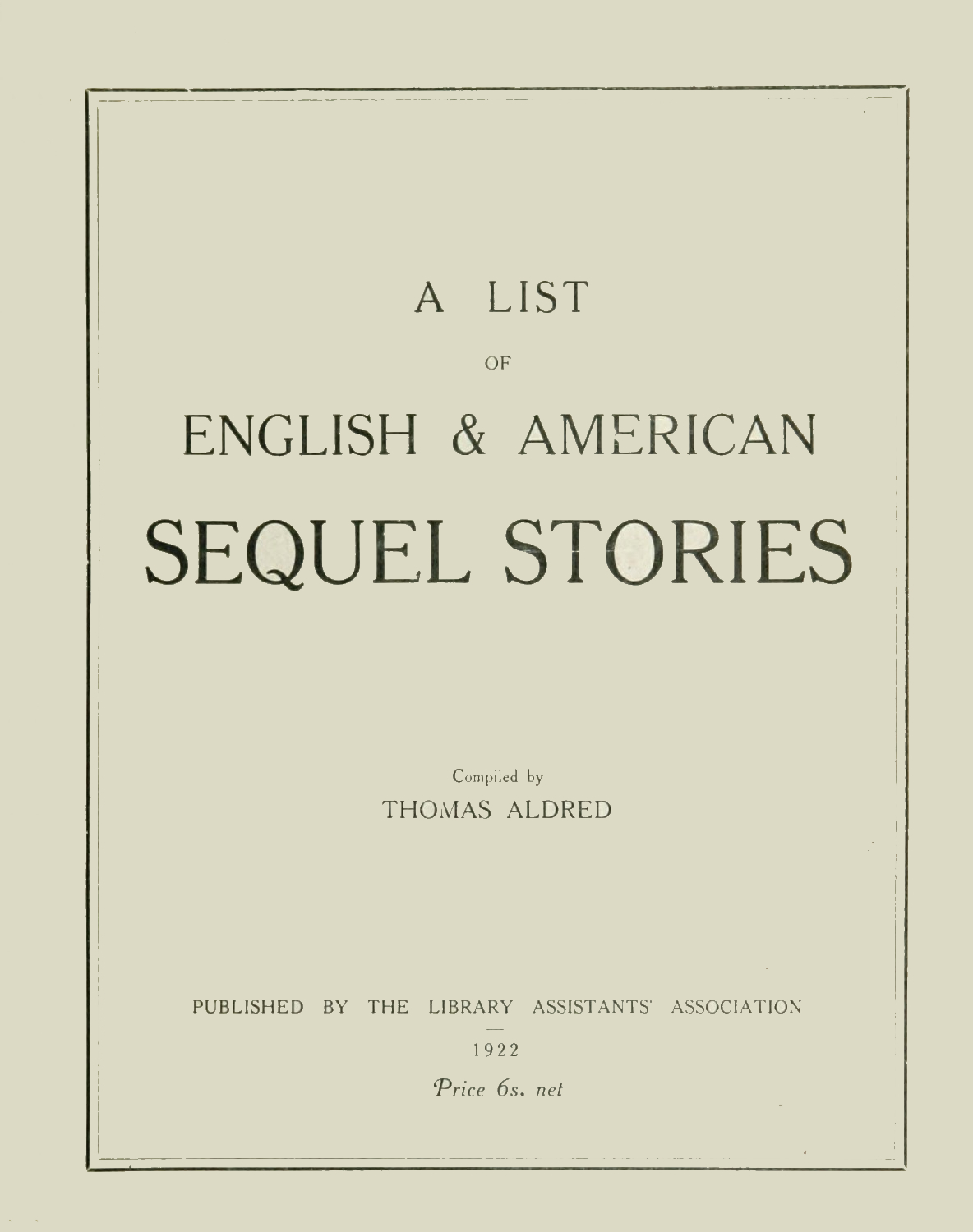 جلد کتاب A List of English & American Sequel Stories