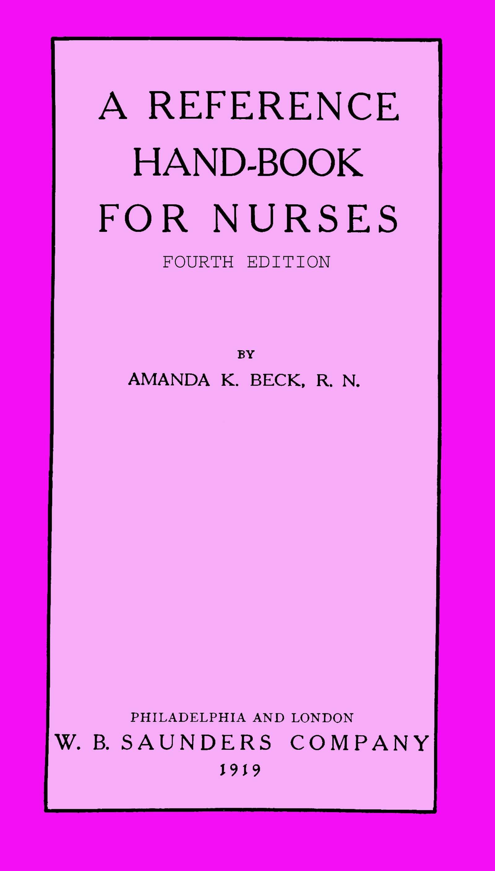 جلد کتاب A reference hand-book for nurses