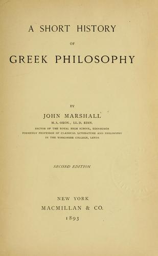 جلد کتاب A Short History of Greek Philosophy