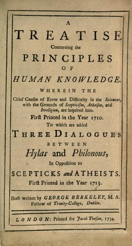 جلد کتاب A Treatise Concerning the Principles of Human Knowledge