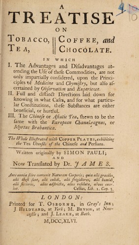 جلد کتاب A Treatise on Tobacco, Tea, Coffee, and Chocolate