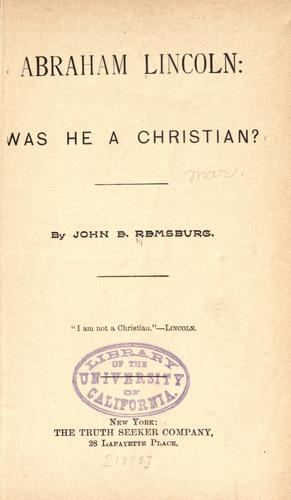 جلد کتاب Abraham Lincoln: Was He a Christian?