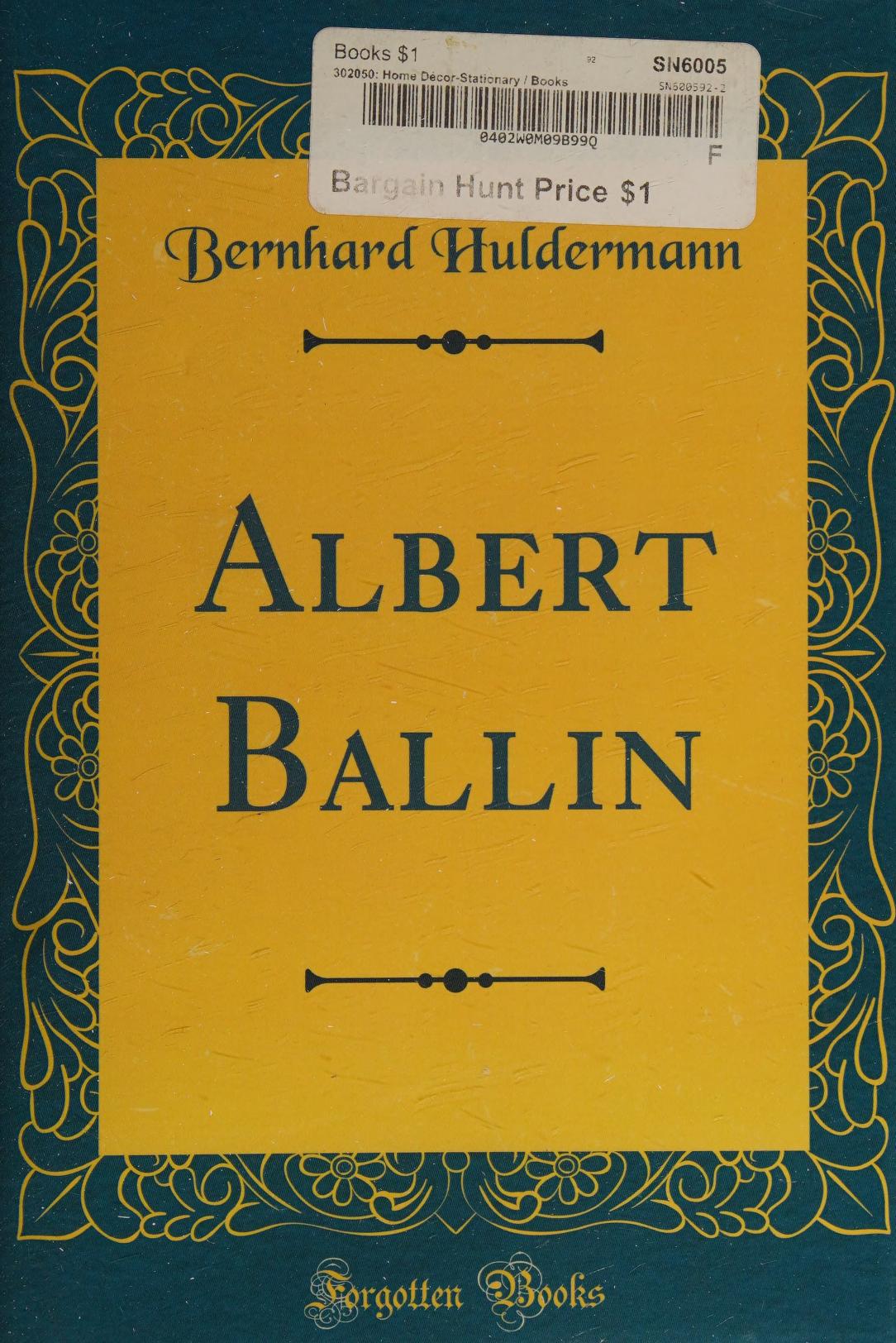 جلد کتاب Albert Ballin