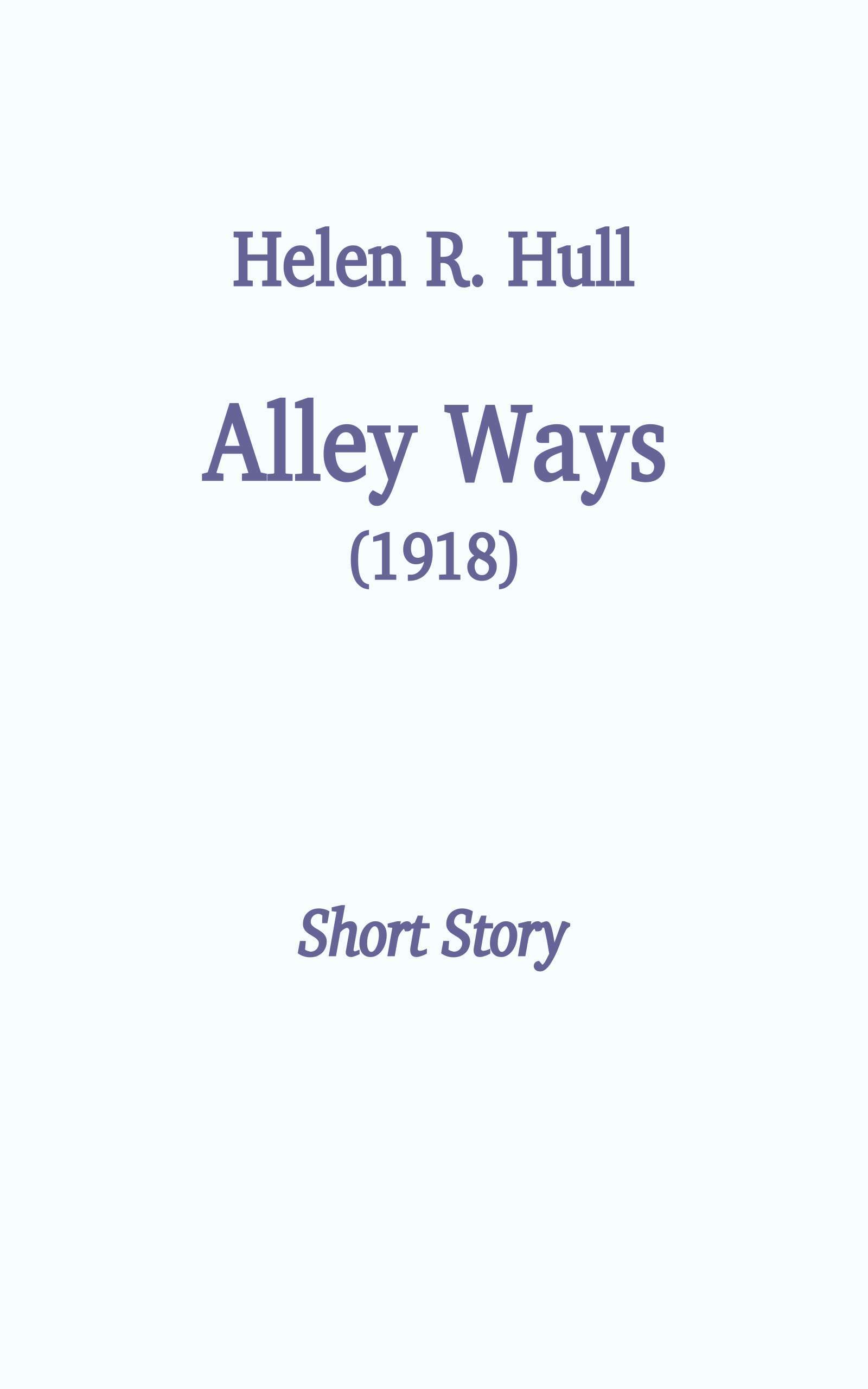 جلد کتاب Alley Ways