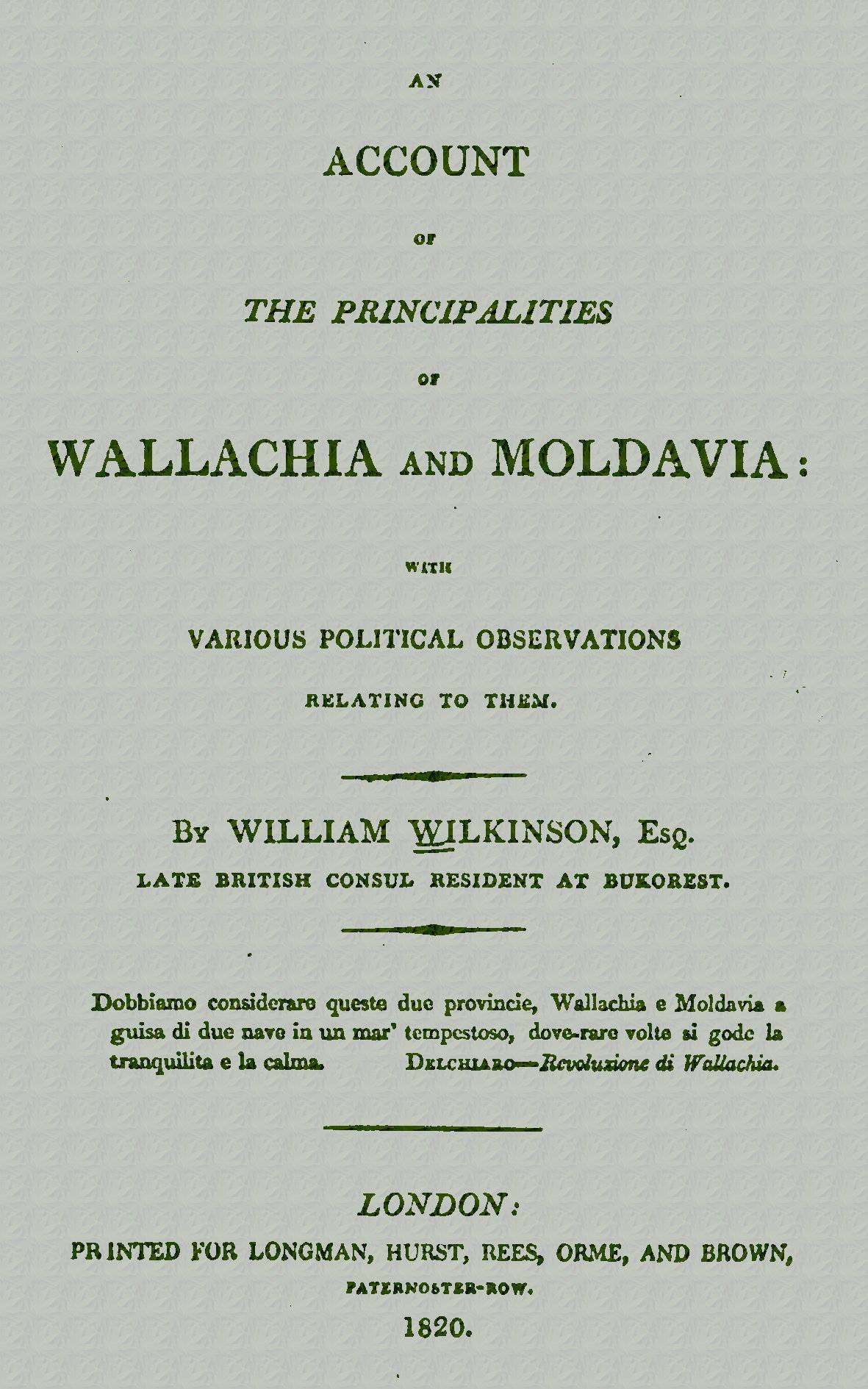 جلد کتاب An account of the principalities of Wallachia and Moldavia