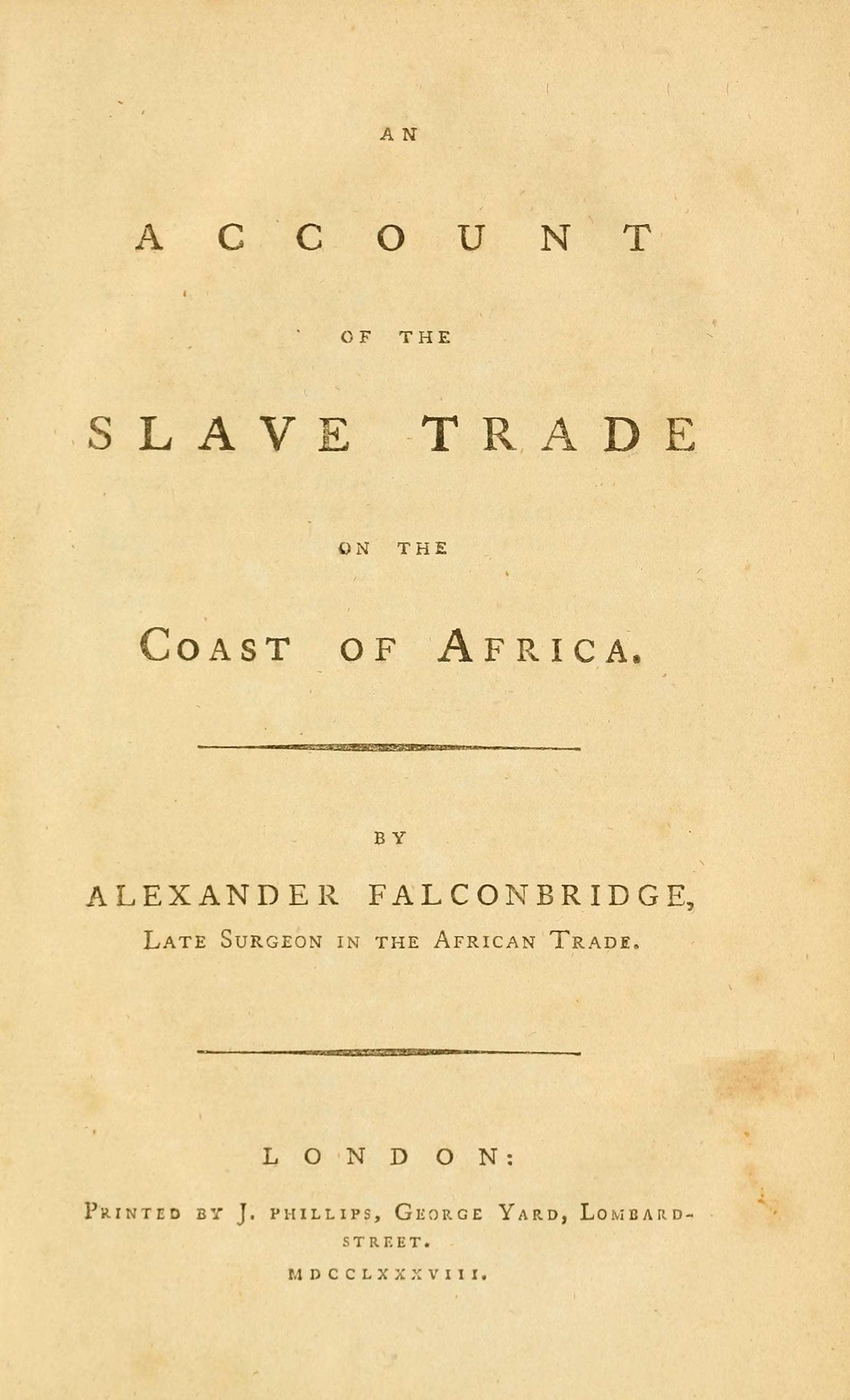 جلد کتاب An account of the slave trade on the coast of Africa
