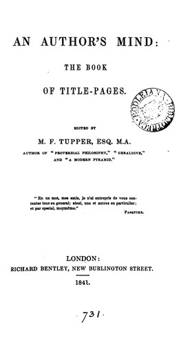 جلد کتاب An Author's Mind: The Book of Title-pages