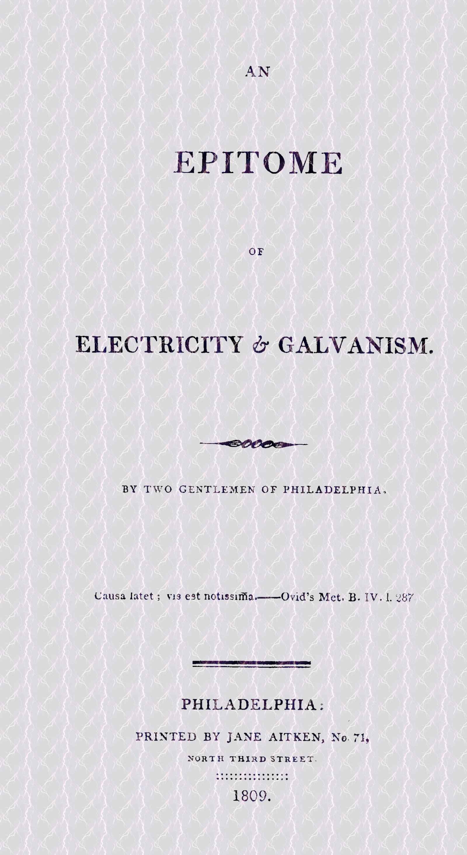 جلد کتاب An Epitome of Electricity & Galvanism