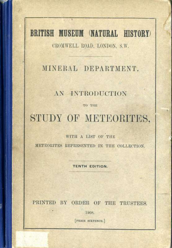 جلد کتاب An Introduction to the Study of Meteorites