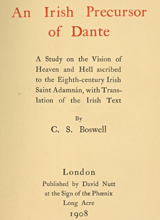 جلد کتاب An Irish Precursor of Dante