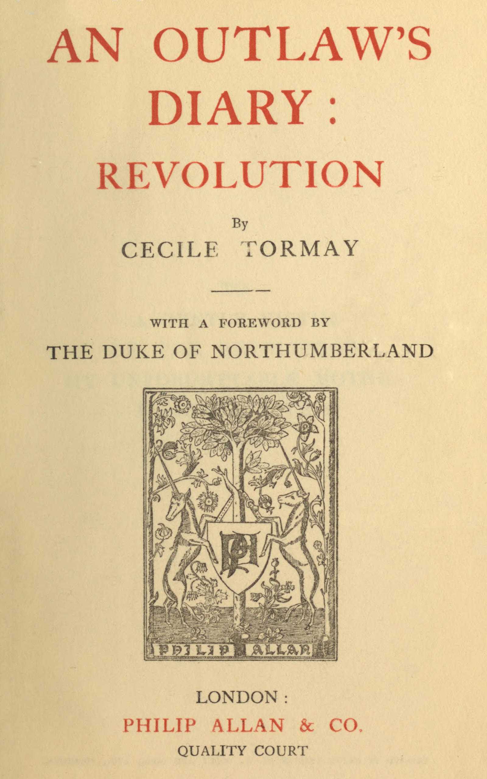 جلد کتاب An Outlaw's Diary: Revolution
