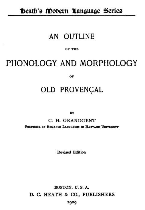 جلد کتاب An Outline of the Phonology and Morphology of Old Provençal