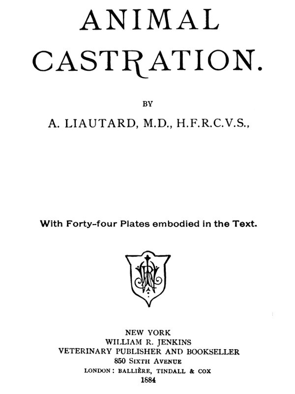 جلد کتاب Animal Castration