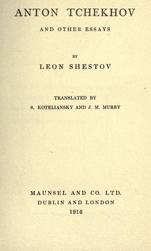 جلد کتاب Anton Tchekhov, and Other Essays