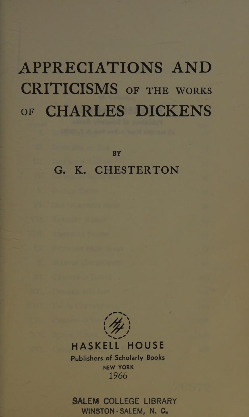 جلد کتاب Appreciations and Criticisms of the Works of Charles Dickens