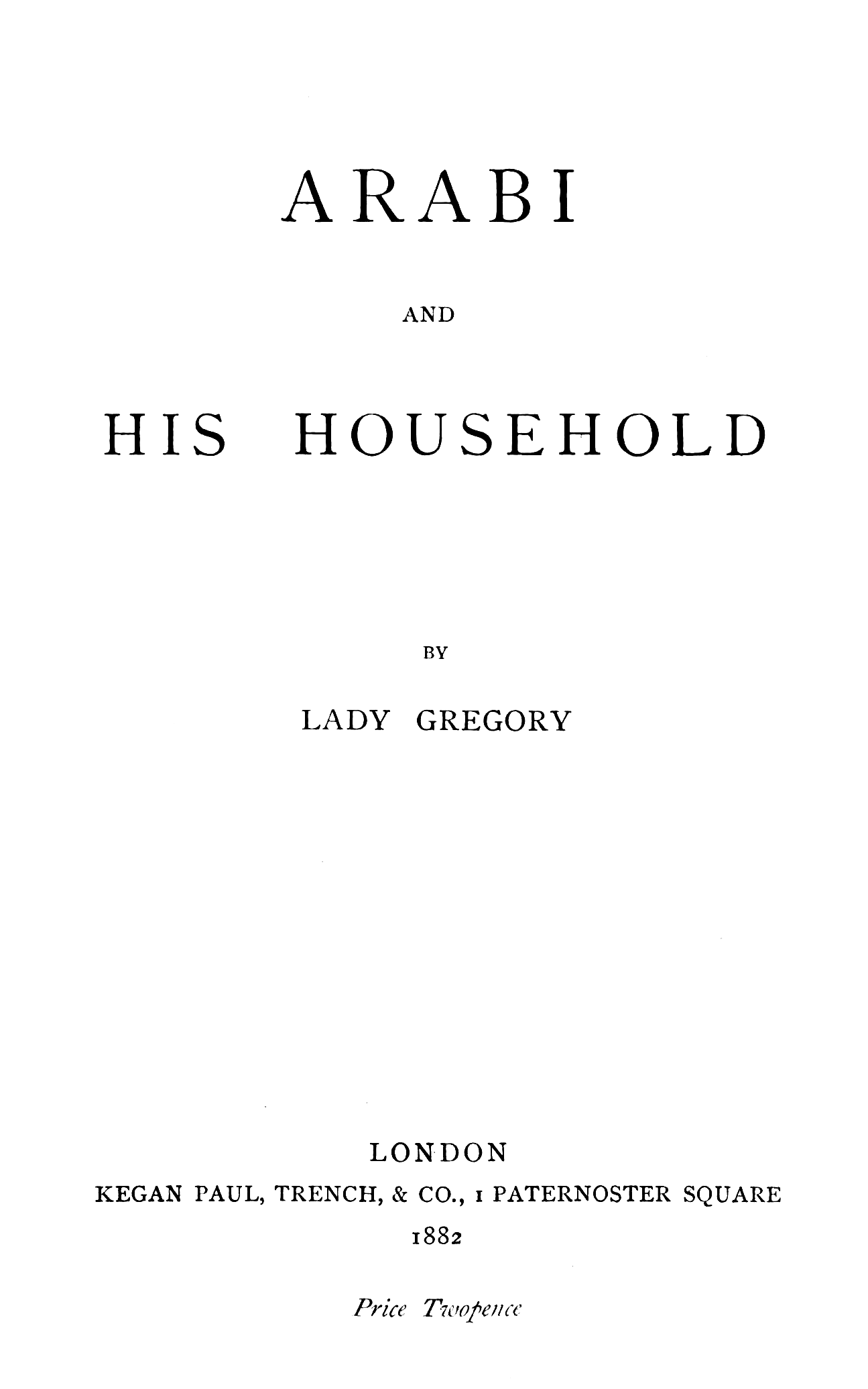 جلد کتاب Arabi and His Household