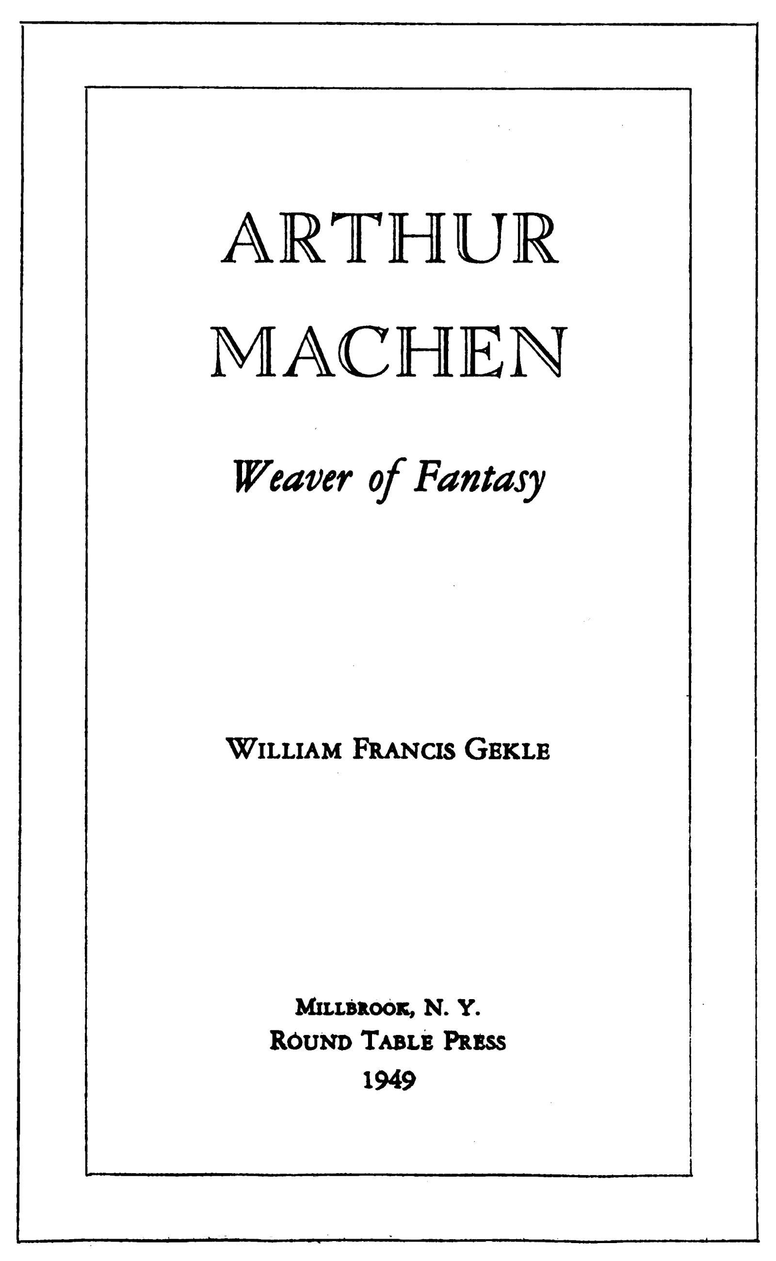 جلد کتاب Arthur Machen: Weaver of Fantasy
