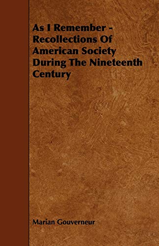 جلد کتاب As I Remember: Recollections of American Society