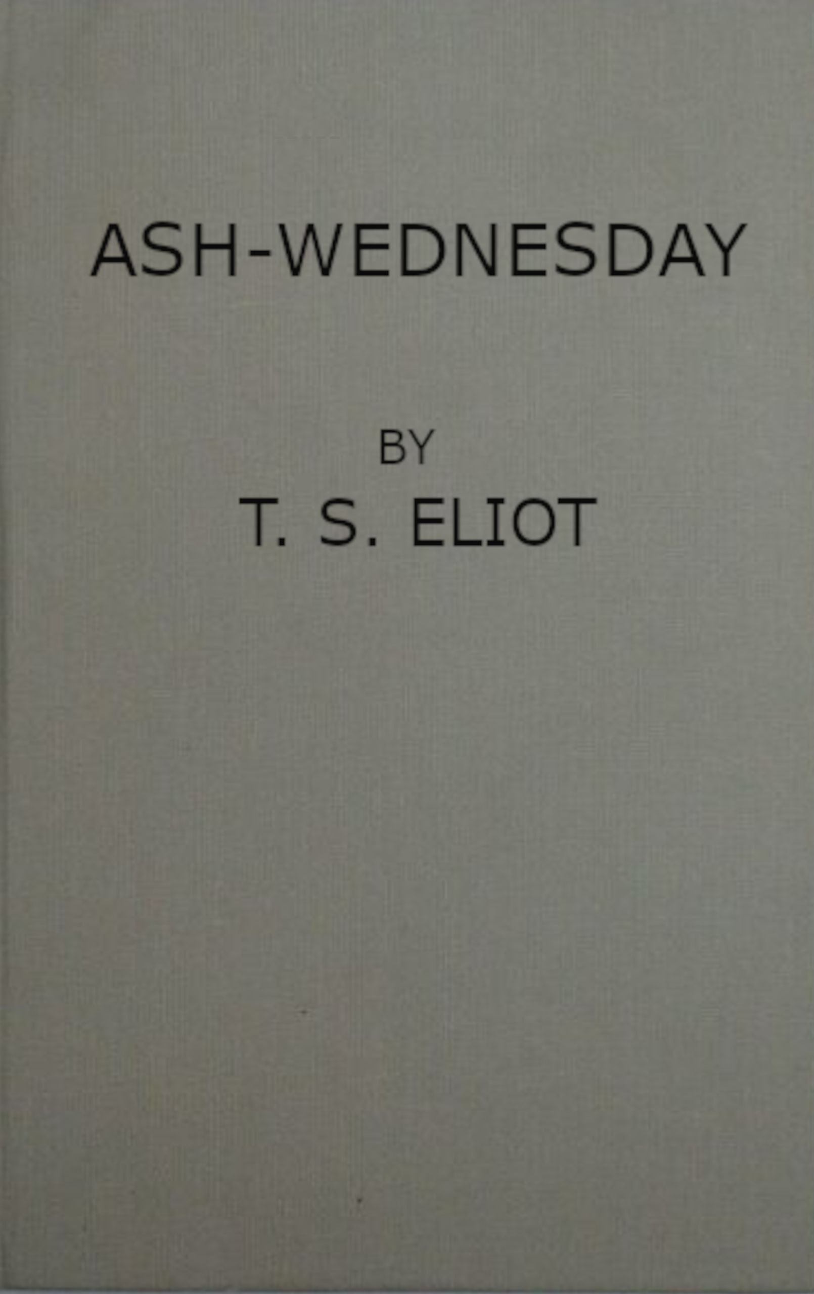 جلد کتاب Ash-Wednesday