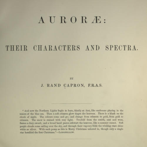 جلد کتاب Auroræ: Their Characters and Spectra