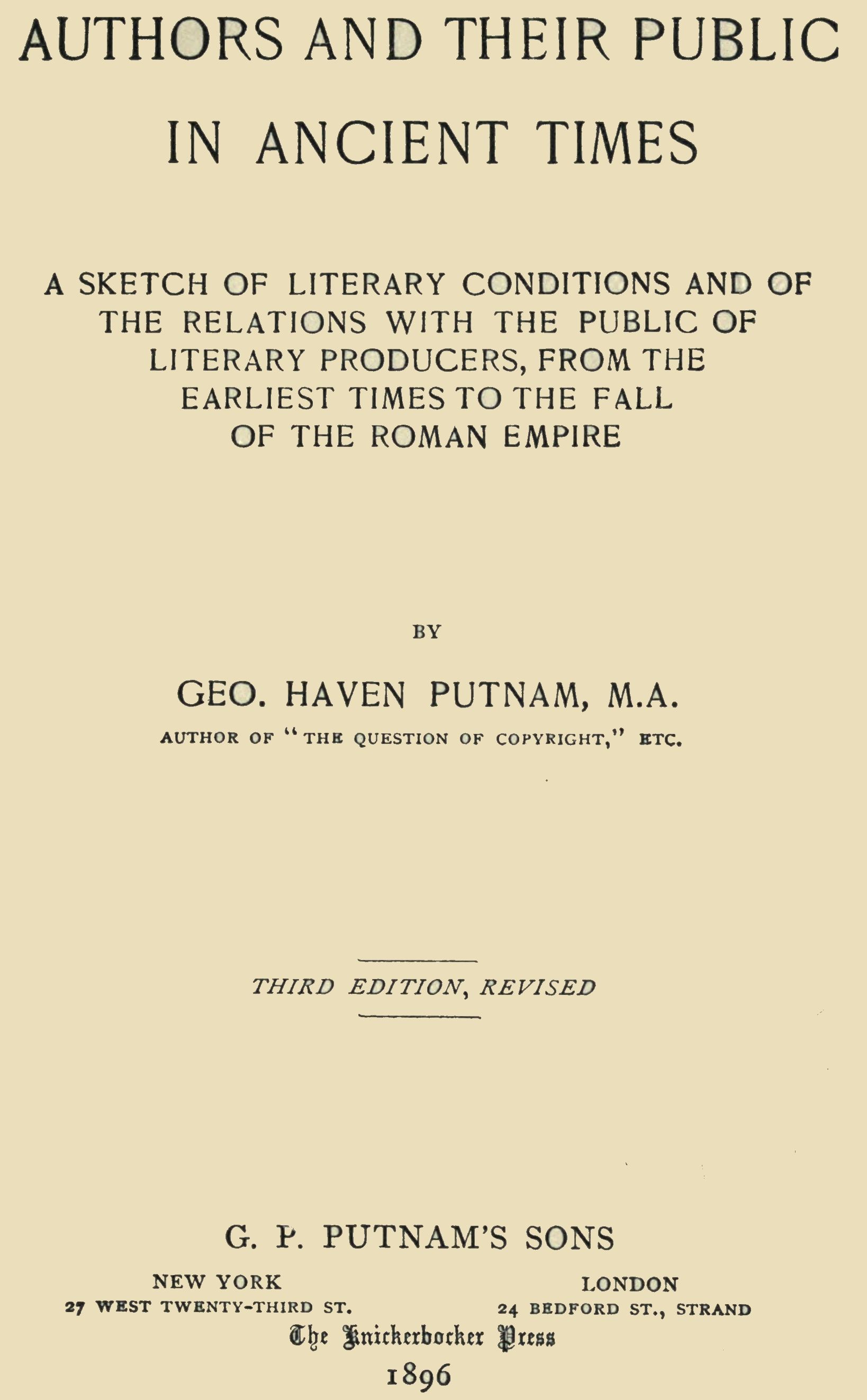 جلد کتاب Authors and Their Public in Ancient Times