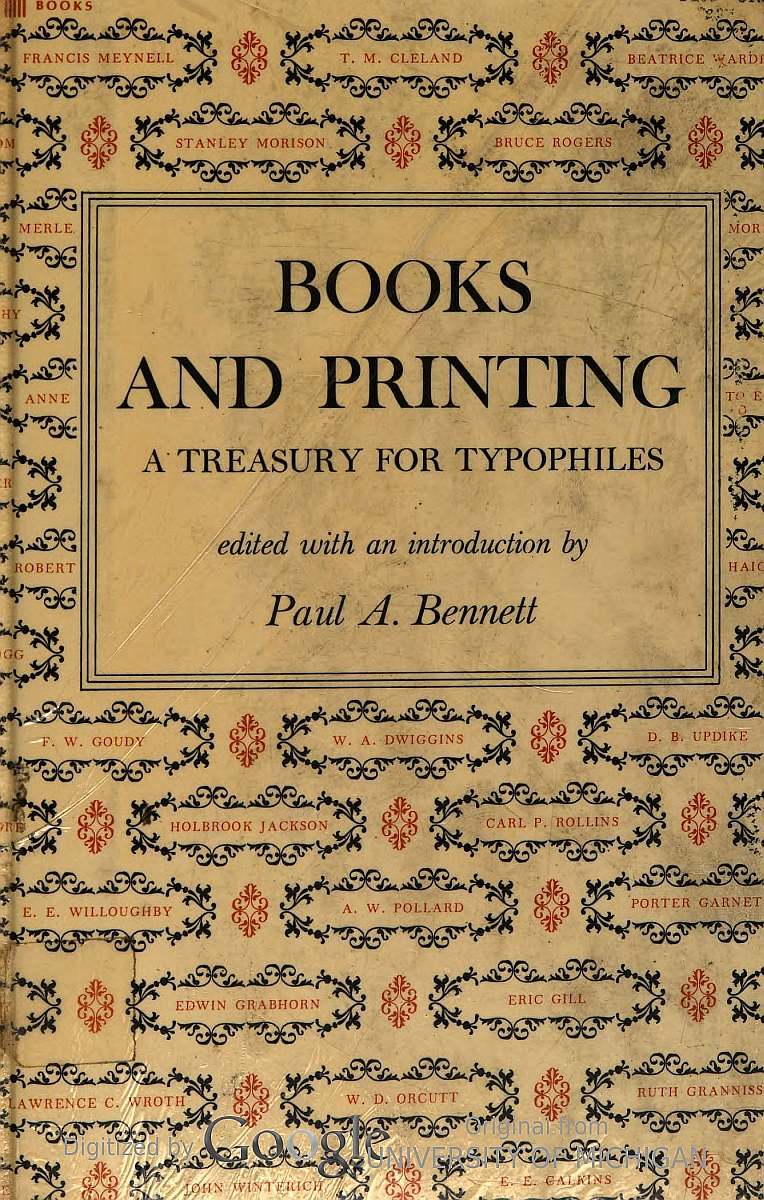 جلد کتاب Books and Printing; a Treasury for Typophiles