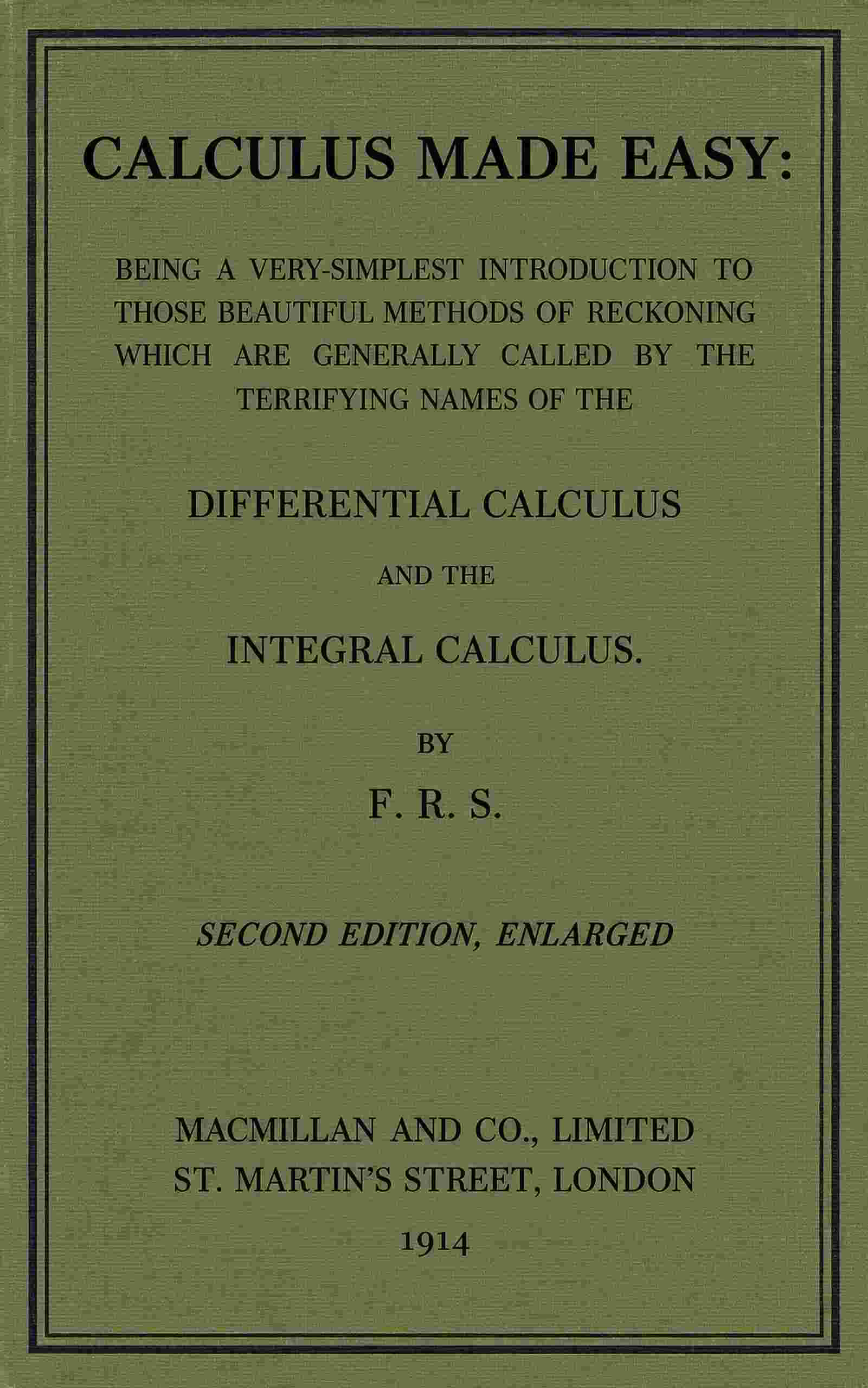 جلد کتاب Calculus Made Easy