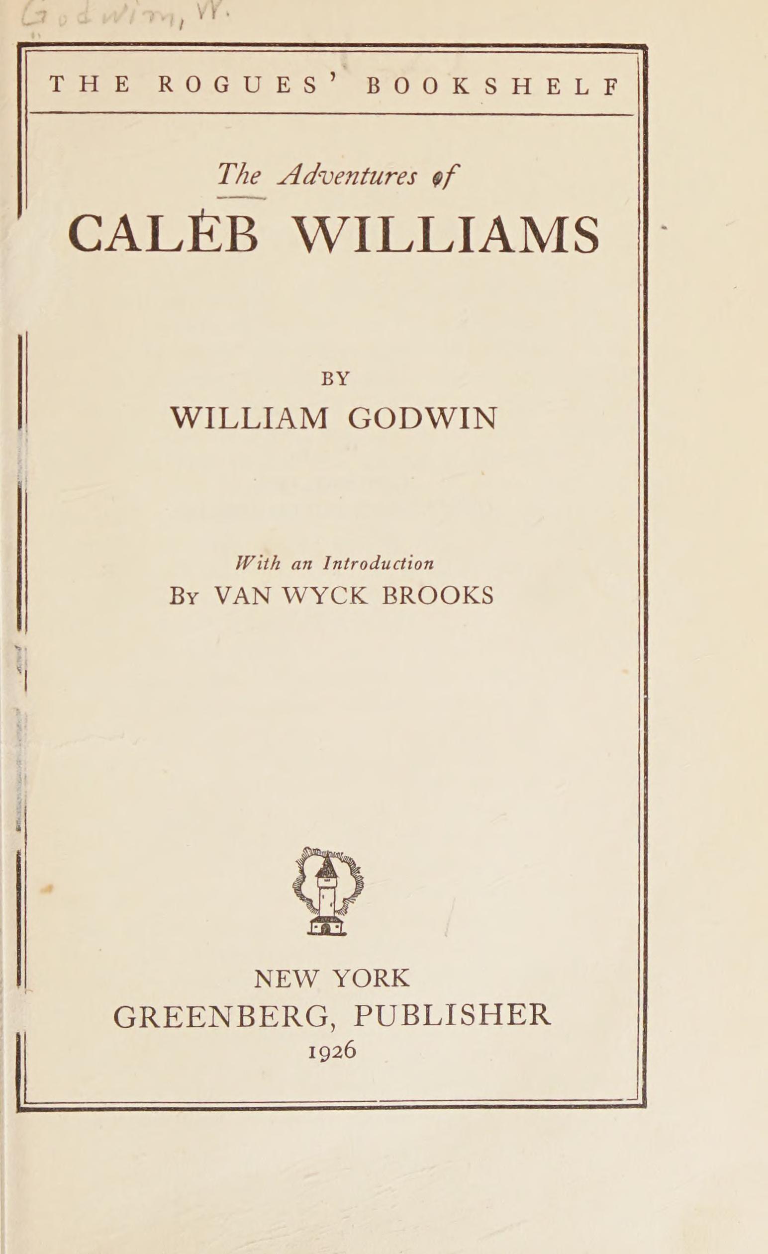 جلد کتاب Caleb Williams; Or, Things as They Are