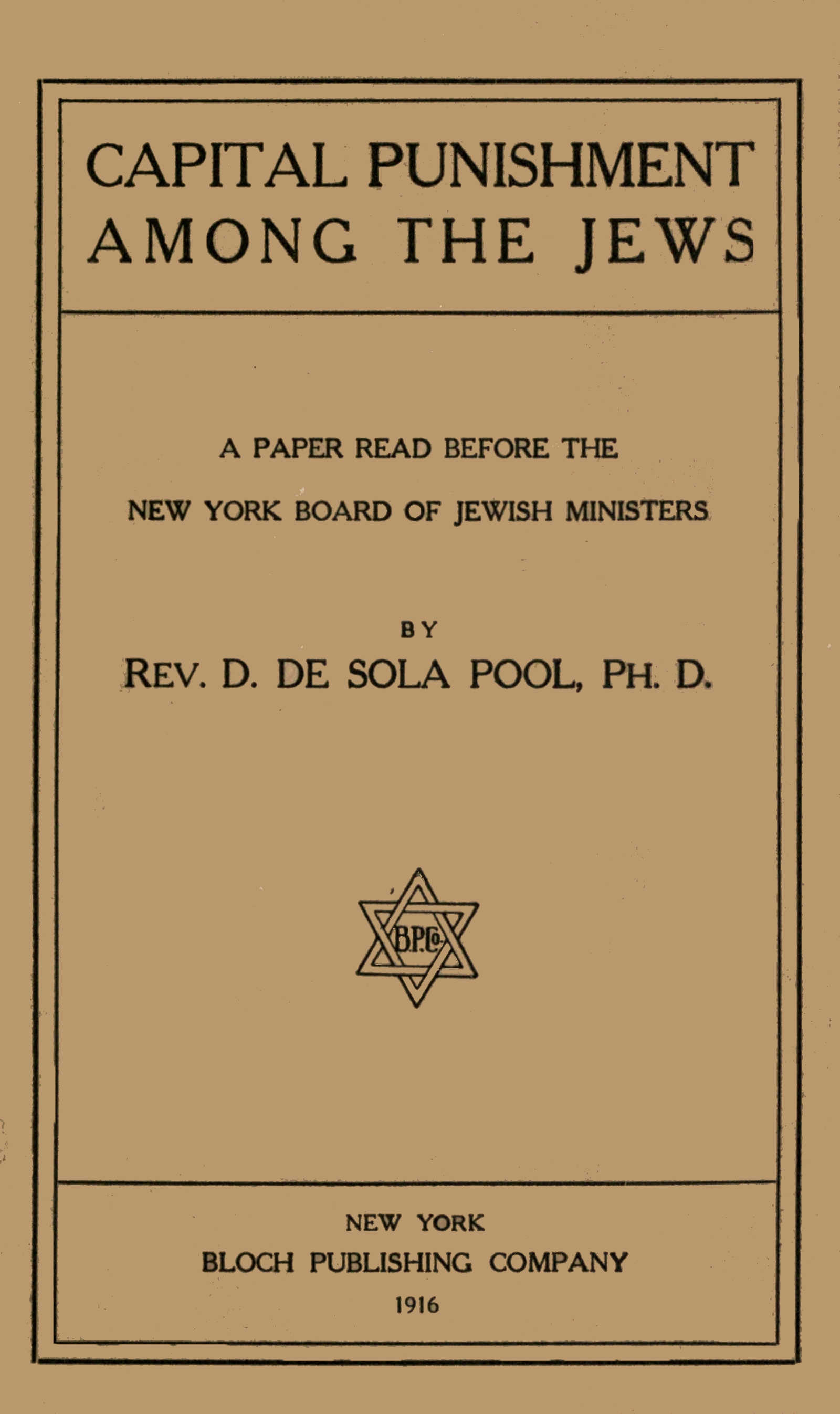 جلد کتاب Capital Punishment among the Jews