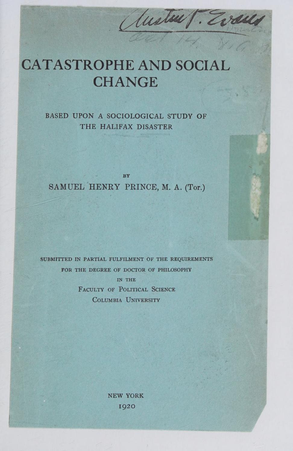 جلد کتاب Catastrophe and Social Change
