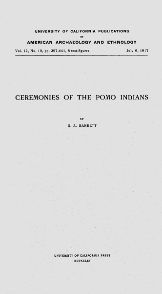 جلد کتاب Ceremonies of the Pomo Indians