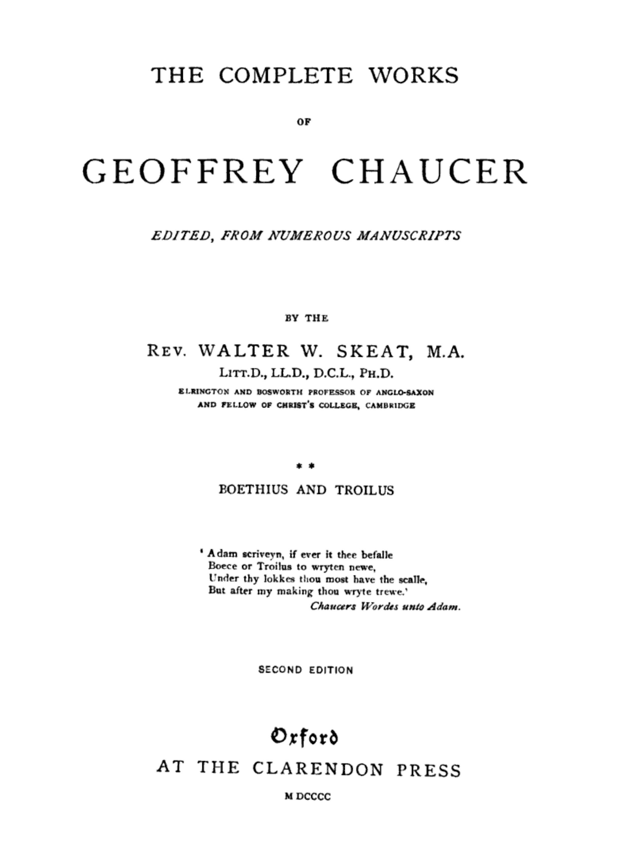جلد کتاب Chaucer's Works, Volume 2 — Boethius and Troilus