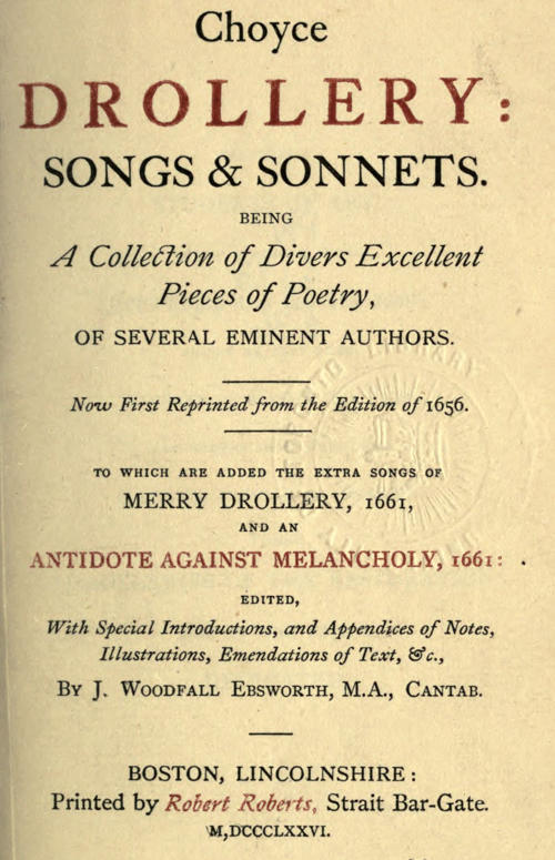 جلد کتاب Choyce Drollery: Songs and Sonnets