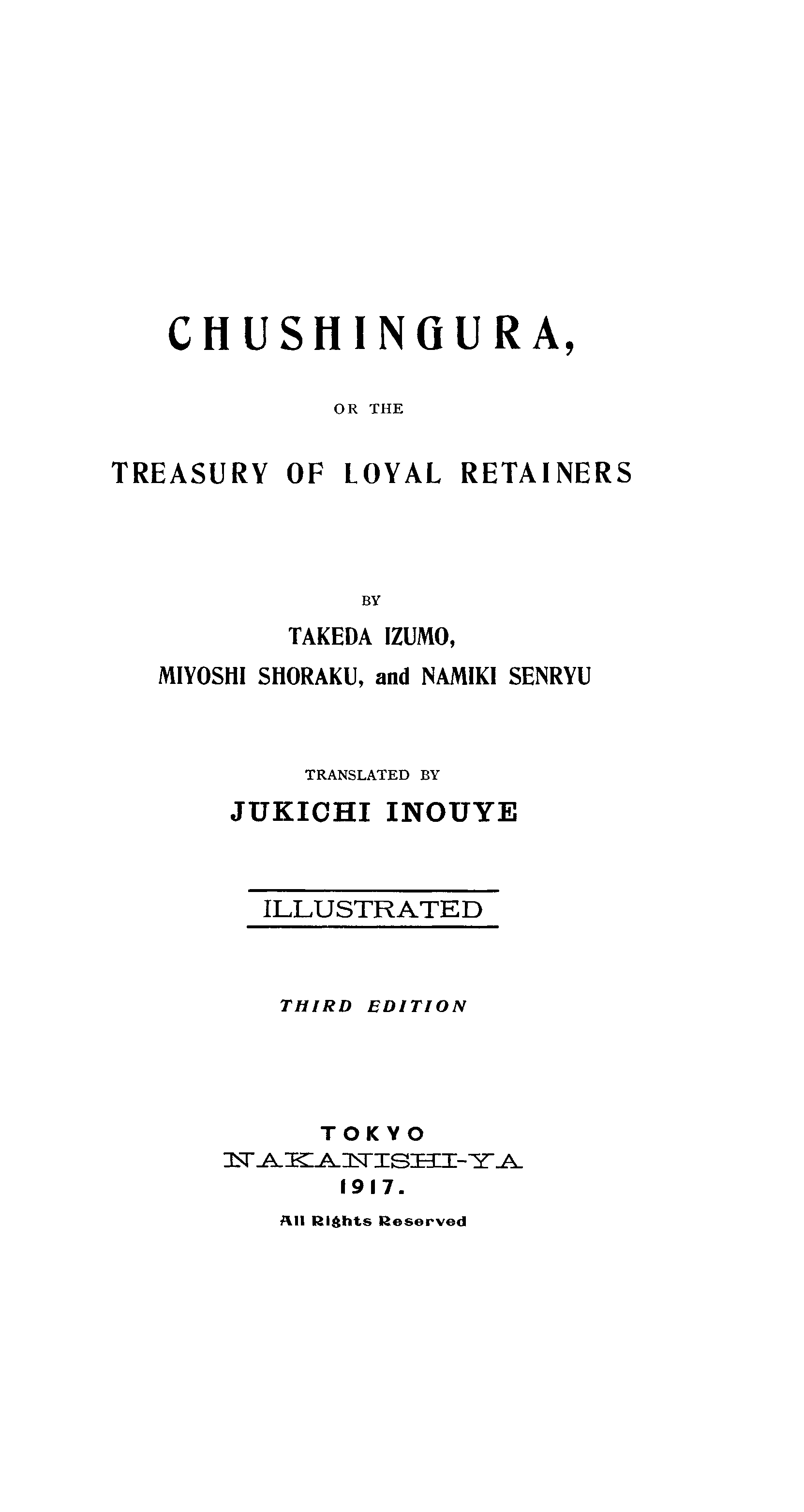 جلد کتاب Chushingura; Or, The Treasury of Loyal Retainers