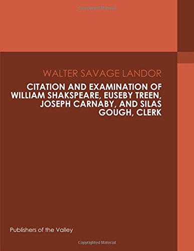 جلد کتاب Citation and Examination of William Shakspeare