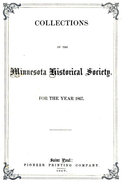 جلد کتاب Collections of the Minnesota Historical Society for the Year 1867