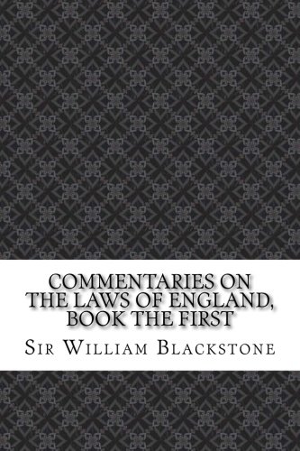 جلد کتاب Commentaries on the Laws of England, Book the First